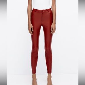 Zara - faux leather pants - worn once - red